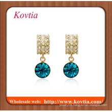 TOP SALE thick gold bezel set crystal stone earring for women